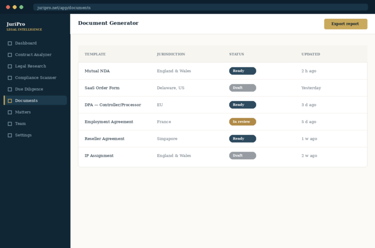 Document Generator interface